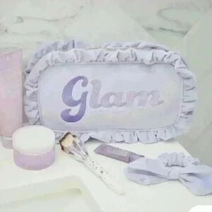 Stoney Clover Lane Galaxy Embroidered Velvet Ruffle Small Glam Pouch